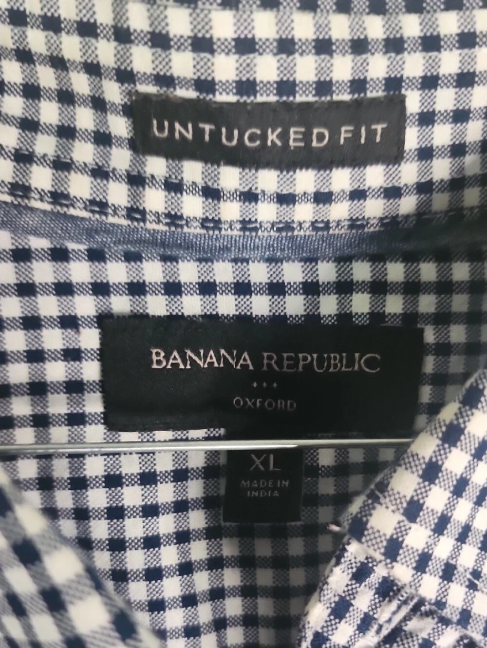 Banana Republic Navy and White Gingham Button-Down Shirt